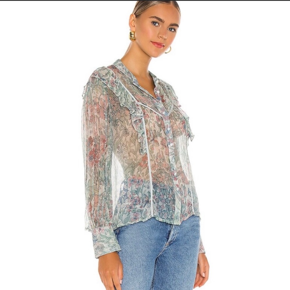 LoveShackFancy Beatrix Blouse Size XS